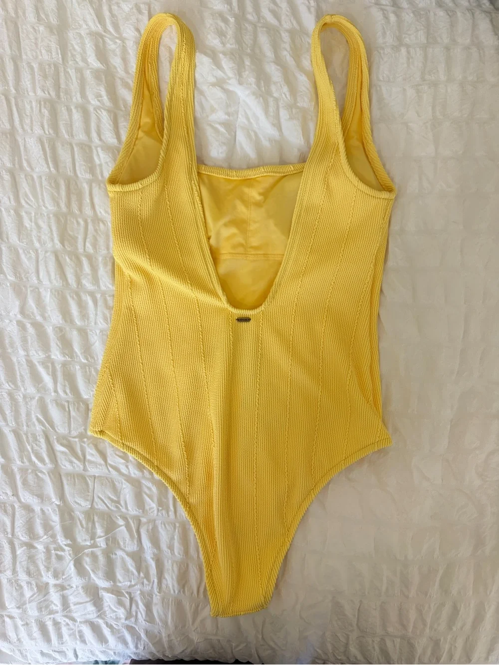 Yellow Ribbed One-Piece Swimsuit - Picture 2 of 4